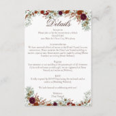 Fall Burgundy & Burnt Orange Sage Florals Wedding エンクロージャーカード (正面)