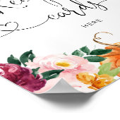 Fall burgundy floral leave your recipe card here ポスター (角)
