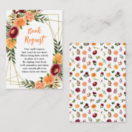 Fall Burgundy Orange Floral Baby Book Request エンクロージャーカード
