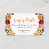 Fall Burgundy Orange Floral Baby Diaper Raffle エンクロージャーカード (正面)