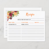 Fall Burgundy Orange Floral Recipe Card (正面/裏面)