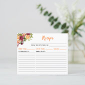 Fall Burgundy Orange Floral Recipe Card (スタンド正面)