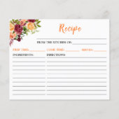 Fall Burgundy Orange Floral Recipe Card (正面)