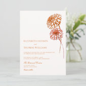Fall Burnt Copper Sketch Modern Dahlias Wedding 招待状 (スタンド正面)