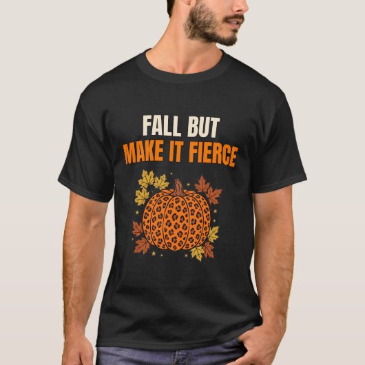 Fall But Make It Fierce Tシャツ — ヒョウ柄パンプキン Fa (正面)