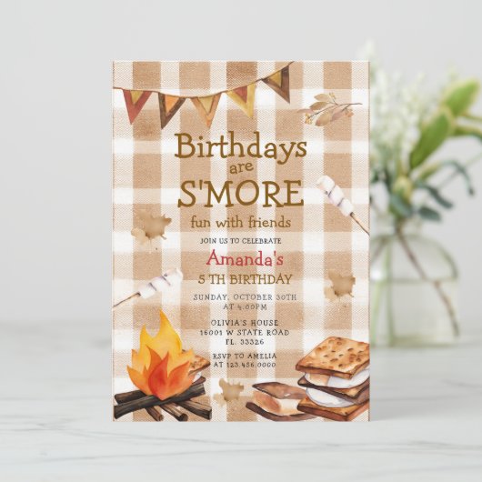 Fall Camping Bonfire  Marshmallow Theme 招待状 (スタンド正面)
