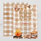 Fall Camping Bonfire  Marshmallow Theme 招待状 (正面/裏面)