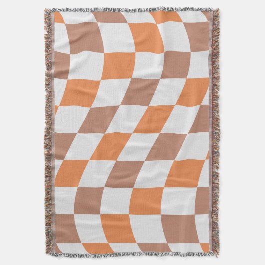 Fall Checkered Fringe Throw Blanket スローブランケット (正面縦)