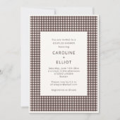 Fall Chocolate Brown Gingham Plaid Couples Shower 招待状 (正面)
