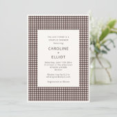 Fall Chocolate Brown Gingham Plaid Couples Shower 招待状 (スタンド正面)