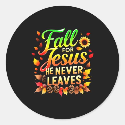Fall Christian Thanksgiving Jesus My Favourite Sea ラウンドシール (正面)