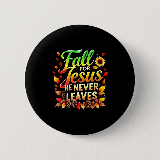 Fall Christian Thanksgiving Jesus My Favourite Sea 缶バッジ (正面)