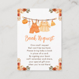 Fall Clothes Line Twins Baby Shower Book Request エンクロージャーカード