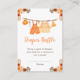 Fall Clothes Line Twins Baby Shower Diaper Raffle エンクロージャーカード