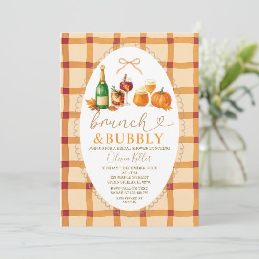 Fall Cocktail Bow Brunch & Bubbly Bridal Shower 招待状 (スタンド正面)