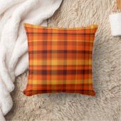 Fall Colors Plaid Pillow クッション (ブランケット)