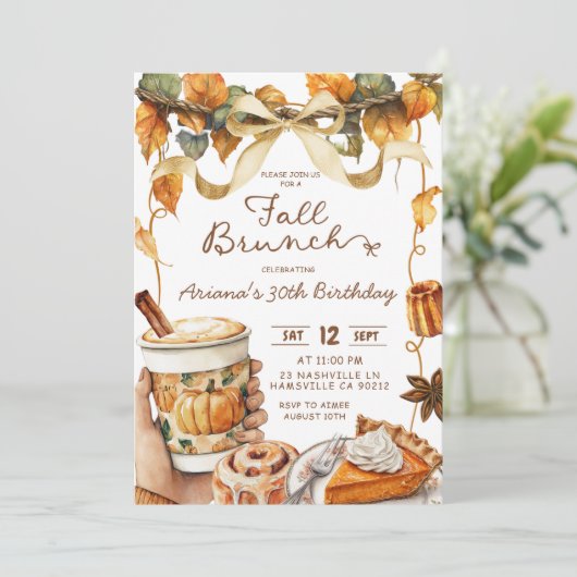 fall coquette pumpkin brunch birthday party 招待状 (スタンド正面)