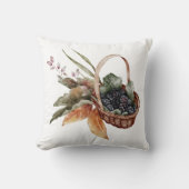 Fall Cottage Basket Berries Leaves Thanksgiving クッション (正面)