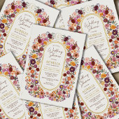 Fall Cottage Chic Flowers Monogram Wedding Shower 招待状