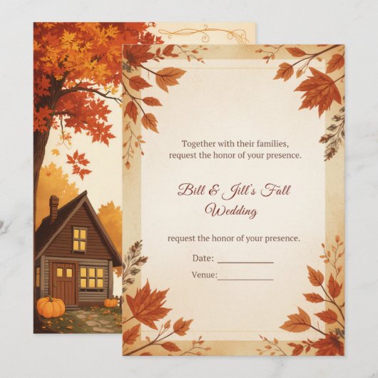 Fall Cottage Wedding  招待状 (正面/裏面)