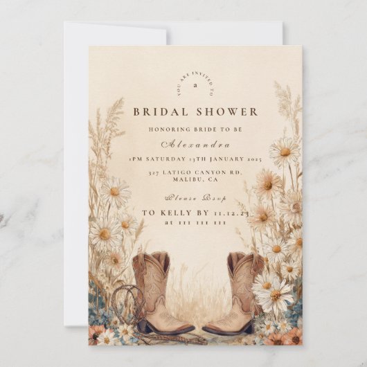Fall Country Floral Bridal Shower 招待状 (正面)