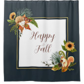 Fall critters and nature with customizable text  シャワーカーテン (正面)