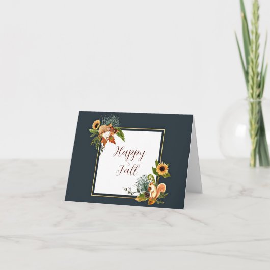 Fall critters and nature with customizable text  ノートカード (正面)