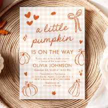 Fall Cute Hand Drawn A Little Pumpkin ベビーシャワー