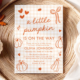 Fall Cute Hand Drawn A Little Pumpkin ベビーシャワー 招待状