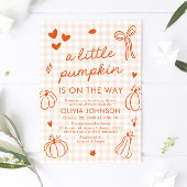 Fall Cute Hand Drawn A Little Pumpkin ベビーシャワー 招待状