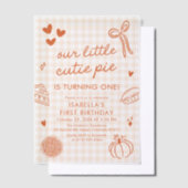 Fall Cute Hand Drawn Our Little Cutie Pie Birthday ベラム紙招待状 (オフセット)