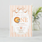 Fall Cutie Pie Bow Ribbon Gingham  Birthday 招待状 (スタンド正面)