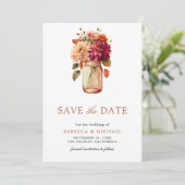 Fall Dahlia Mason Jar Photo Wedding セーブザデート (スタンド正面)