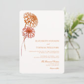 Fall Dahlias Burnt Copper Sketch Modern Wedding 招待状 (スタンド正面)