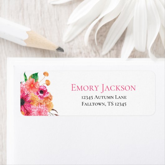 Fall Dahlias Return Address Label ラベル (インサイチュ)