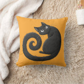 Fall decorative pillow black cat クッション (ブランケット)