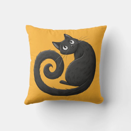 Fall decorative pillow black cat クッション (裏面)