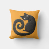 Fall decorative pillow black cat クッション (正面)