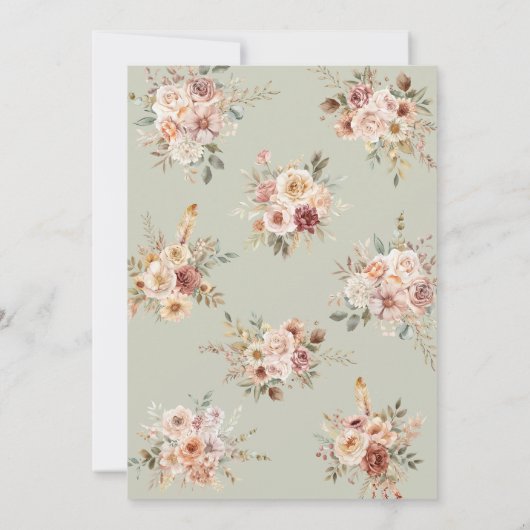 Fall Elegant Floral Baby Shower 招待状 (裏面)