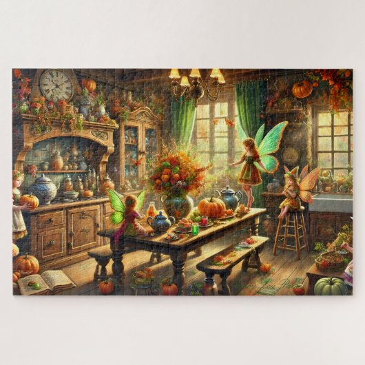 Fall Fairies Enchanting Kitchen Gathering Puzzle ジグソーパズル (横)