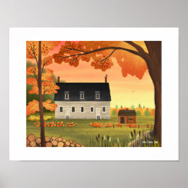 Fall Farmhouse Autumn Pumpkin Art Print ポスター