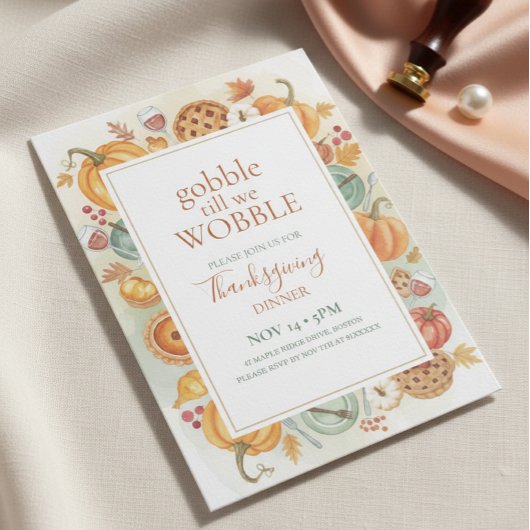 Fall Feast Frame Thanksgiving Invitation 招待状
