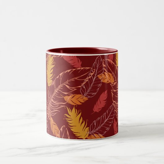 Fall Feathers 2-Tone Coffee Mug ツートーンマグカップ (中央)