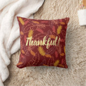 Fall Feathers Thankful/Blessed Throw Pillow クッション (ブランケット)