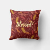 Fall Feathers Thankful/Blessed Throw Pillow クッション (裏面)