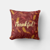 Fall Feathers Thankful/Blessed Throw Pillow クッション (正面)
