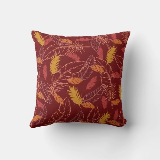 Fall Feathers Throw Pillow クッション (裏面)