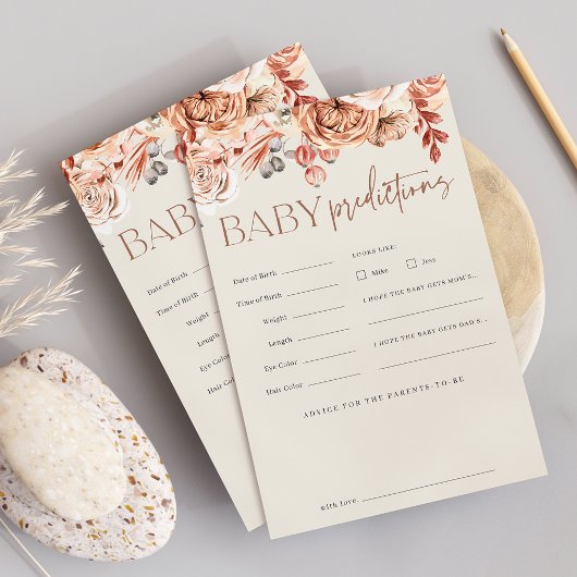 Fall Floral Baby Shower Predictions Game Sheet チラシ