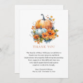 Fall Floral Bereavement Funeral Thank You サンキューカード (正面/裏面)