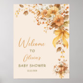 Fall Floral Boho Baby Shower Welcome ポスター (正面)